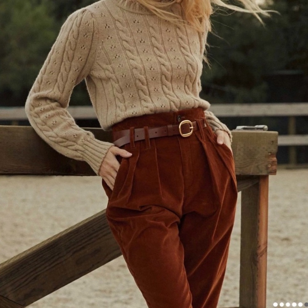 Doen Nelda high rise corduroy pants - Terra Di Sienna - Picture 4 of 9
